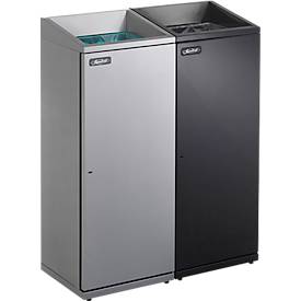 Abfalleimer Janibell TT330, Volumen 75,7 l, rechteckig, Gummifüße, L 323 x B 357 x H 913 mm, Stahl, silber