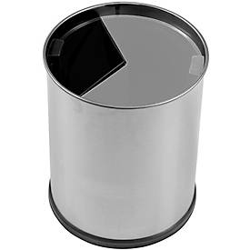 Abfalleimer Probbax, Volumen 13 l, 2 herausnehmbare Inneneimer, ohne Deckel, Ø 245 x L 560 x H 300 mm, Edelstahl, edelstahlfarben