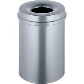Abfallsammler 15 L selbstlöschend, Korpus silber/Deckel silber
