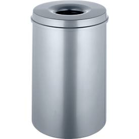 Abfallsammler 30 L, selbstlöschend, Korpus silber/Deckel silber