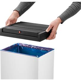 Abfallsammler Hailo Big-Box Swing XL, 52 l, rechteckig, Schwingdeckel, Stahlblech, weiß