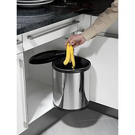 Abfallsammler Hailo Compact-Box M, 15 l, rund, Dreh-Kipp-Deckel, Edelstahl