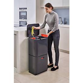 Abfallsammler Intelligent Waste Totem, rechteckig, Fach + Schublade, 60 l, mit Deckel, Edelstahl, graphite