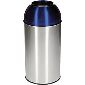 Abfallsammler Orgavente Edelstahl, Volumen 40 l, rund, ø 380 x H 740 mm, für den Innenbereich, blau