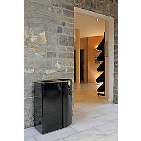 Abfallsammler Orgavente, Stahl, Volumen 40 l, Rechteck, B 350 x T 350 x H 790 mm, selbstlöschender Eimer, schwarz