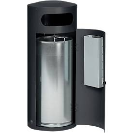 Abfallsammler VAR KS 70, rund, Volumen 70 l, mit innenliegendem Ascher, abschließbar, selbstlöschend, mit Inneneimer, Stahlblech, anthrazit