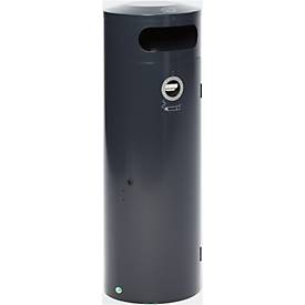 Abfallsammler VAR KS 90, rund, Volumen 90 l, mit innenliegendem Ascher, abschließbar, selbstlöschend, mit Inneneimer, Stahlblech, anthrazit