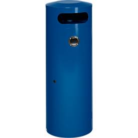 Abfallsammler VAR KS 90, rund, Volumen 90 l, mit innenliegendem Ascher, abschließbar, selbstlöschend, mit Inneneimer, Stahlblech, enzianblau