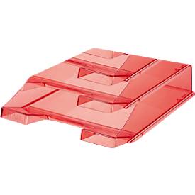 Ablagekorb HAN Klassik, für Format A4/C4, mit Beschriftungsfeld, stapelbar, B 255 x T 348 x H 65 mm, Kunststoff, rot/transparent, 6 Stück 