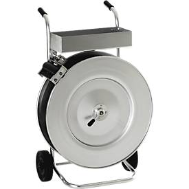 Abrollwagen, für PET-& PP Kunststoffbänder mit Kern-Ø 406 mm & Breite bis 19 mm, mit Trommelbremse, L 400 x B 650 x H 970 mm, vollverzinkt