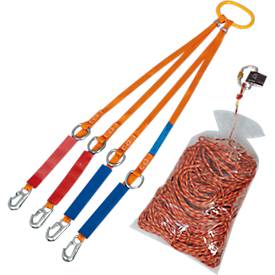 Abseilsystem Secour-Comfort, mit Kranhaken, Führungsleine und vier Gurtabgängen