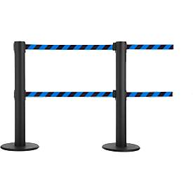 Absperrpfosten GLA 89, Doppelgurt mit jeweils Länge 9 m, 3-fach andockbar, schwarz/blau