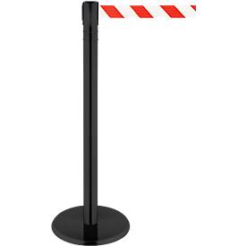 Absperrpfosten, Kopf um 360° drehbar, Gurt bis 2,3 m ausziehbar, Gurtkassette & Bremse, L 1000 mm, Metall, diverse Gurtfarben