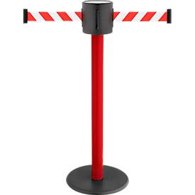 Absperrpfosten GLAD 28, L 350 x B 350 x H 1000 mm, Doppel-Gurtband, Gurtauszug 2 x 4 m, in div. Farben