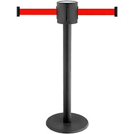 Absperrpfosten GLAD 28, L 350 x B 350 x H 1000 mm, Doppel-Gurtband, Gurtauszug 2 x 4 m, in div. Farben