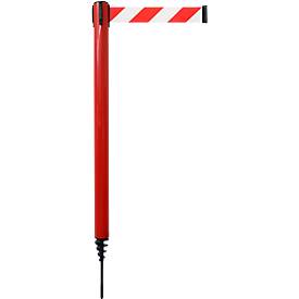 Absperrpfosten GLA 24, L 350 x B 350 x H 1250 mm, mit Erdspieß, Gurtauszug 4 m, diverse Farben