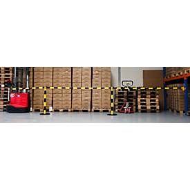 Absperrpfosten RS-Guidesystems GLAG 28, Gurtauszug 2300 mm, gelb-schwarz/ gelb-schwarz