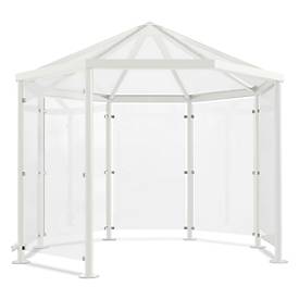 Achteck-Raucherpavillon Modell Paris (o. Seitenwände), grauweiß RAL 9002