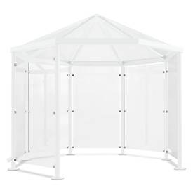 Achteck-Raucherpavillon Modell Paris (o. Seitenwände), verkehrsweiß RAL 9016