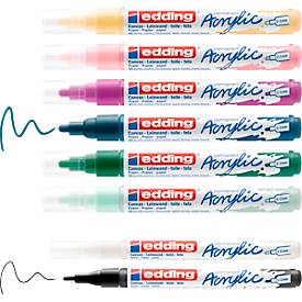 Acrylmarker edding, 8er Set, geeignet für viele Oberflächen, Rundspitze, diverse Farben