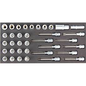 ADB Innensechskant/Innensechsrund-Set, 1/2' Antrieb, 36-teilig, Chrom-Vanadium, inkl. Schaumstoffeinlage, L 400 x B 190 x H 35 mm
