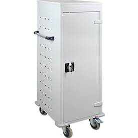ADB Laptopwagen, 10 Fächer, Stromversorgung, Zylinderschloss, B 530 x T 500 x H 1250 mm, lichtgrau RAL 7035
