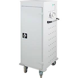 ADB Laptopwagen, 10 Fächer, Stromversorgung, Zylinderschloss, B 530 x T 500 x H 1250 mm, lichtgrau RAL 7035