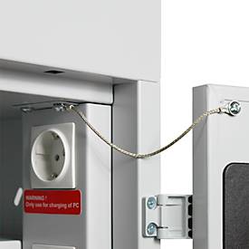 ADB Laptopwagen, 10 Fächer, Stromversorgung, Zylinderschloss, B 530 x T 500 x H 1250 mm, lichtgrau RAL 7035