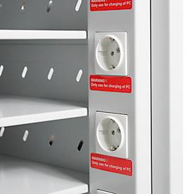 ADB Laptopwagen, 10 Fächer, Stromversorgung, Zylinderschloss, B 530 x T 500 x H 1250 mm, lichtgrau RAL 7035