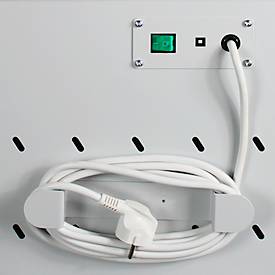 ADB Laptopwagen, 10 Fächer, Stromversorgung, Zylinderschloss, B 530 x T 500 x H 1250 mm, lichtgrau RAL 7035