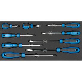 ADB Schraubendrehersatz, 9-teilig, Schlitz- und Kreuzschlitz, inkl. Schaumstoffeinlage, L 400 x B 190 x H 35 mm