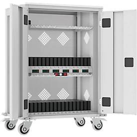 ADB Tabletwagen, für 32 Tablets und 1 Notebook, Stromversorgung, belüftet, B 730 x T 440 x H 1050 mm, lichtgrau RAL 7035