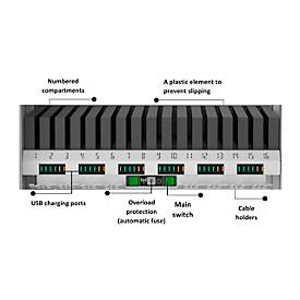 ADB Tabletwagen, für 32 Tablets und 1 Notebook, Stromversorgung, belüftet, B 730 x T 440 x H 1050 mm, lichtgrau RAL 7035