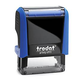 Adress-Stempel trodat® Printy 4911, Gehäusefarbe blau & Stempelabdruckfarbe schwarz