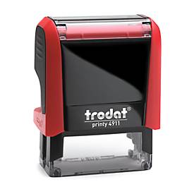 Adress-Stempel trodat® Printy 4911, Gehäusefarbe rot & Stempelabdruckfarbe schwarz