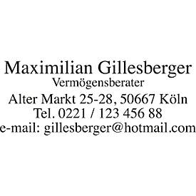 Adress-Stempel trodat® Printy 4912, Gehäusefarbe blau & Stempelabdruckfarbe schwarz