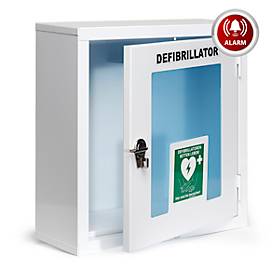 Image of AED Wandkasten Medx5, Innenbereich, universell für diverse Defibrillatoren, Drehverschluss, akustischer Alarm, mit Standortaufkleber, Metall, weiß