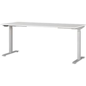 Agenda bureau, elektrisch in hoogte verstelbaar, B 1800 x D 800 x H 720-1200 mm, lichtgrijs/zilver + geheugen USB-paneel