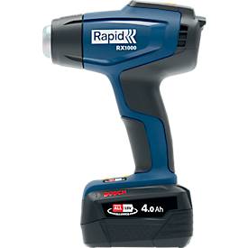 Akku-Heißluftgebläse-Set Rapid RX1000, LCD-Anzeige, Luftmengeneinstellung, bis 550°C, inkl. Bosch Akku