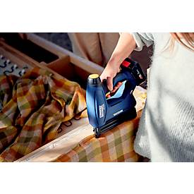 Akku-Tacker Rapid BTX553 Set, LCD-Anzeige, LED-Frontarbeitslicht, 6-stufige Eintreibkraft, inkl. Bosch Akku