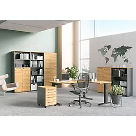 Aktenregal Agenda Home, 5 OH, B 450 x T 400 x H 1970 mm, Graphit/Eiche