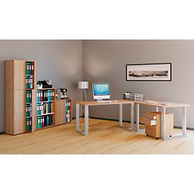 Aktenregal, aus Holz, 2 OH, höhenverstellbarer Fachboden, B 700 x T 400 x H 740 mm, weiß