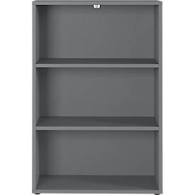 Aktenregal Porto, 2 Einlegeböden, 3 OH, B 800 x T 400 x H 1200 mm, graphit