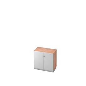Aktenschrank, 2 OH, B 800 x T 420 mm, Nussbaum-Dekor/silber