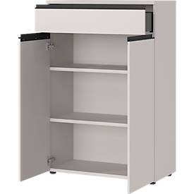 Aktenschrank Aalborg, 1 Schublade, 2 Türen, 2 Fachböden, Möbelgleiter, melaminharzbeschichtet, B 810 x T 400 x H 1200 mm, graphit