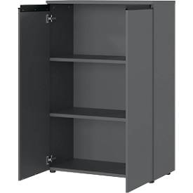 Aktenschrank Aalborg, 2 Türen, 2 Fachböden, Möbelgleiter, melaminharzbeschichtet, B 810 x T 400 x H 1200 mm, graphit