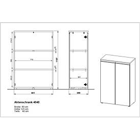 Aktenschrank Aalborg, 2 Türen, 2 Fachböden, Möbelgleiter, melaminharzbeschichtet, B 810 x T 400 x H 1200 mm, graphit