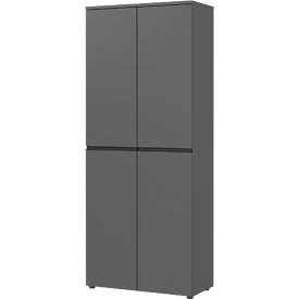 Aktenschrank Aalborg, 2 Türen, 4 Fachböden, Möbelgleiter, Spanplatte melaminharzbeschichtet, B 810 x T 400 x H 1970 mm, graphit