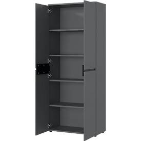 Aktenschrank Aalborg, 2 Türen, 4 Fachböden, Möbelgleiter, Spanplatte melaminharzbeschichtet, B 810 x T 400 x H 1970 mm, graphit