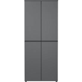 Aktenschrank Aalborg, 2 Türen, 4 Fachböden, Möbelgleiter, Spanplatte melaminharzbeschichtet, B 810 x T 400 x H 1970 mm, graphit